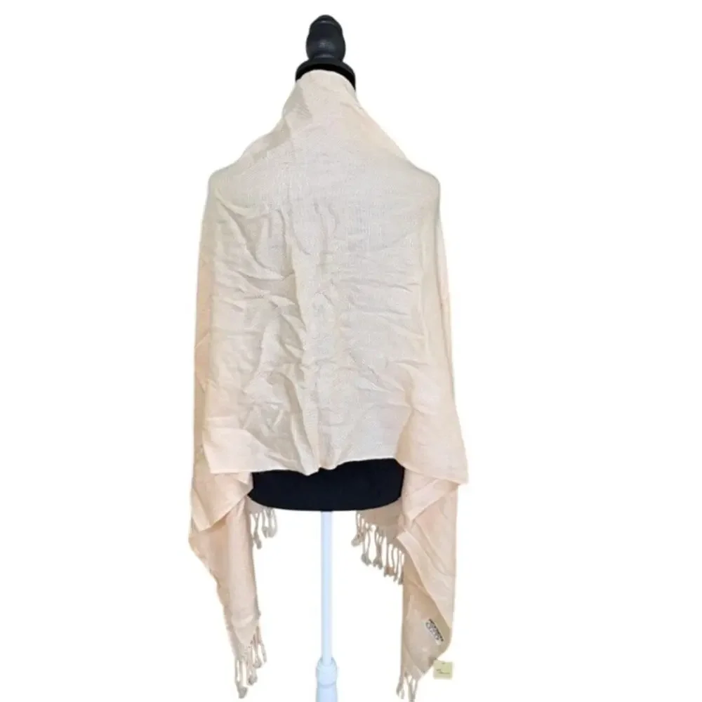Pashmina Scarf Shawl Peach Blush Lightweight Wrap Tassel Fringe Soft New